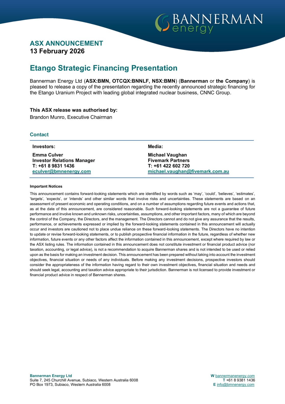 Etango Strategic Financing Presentation