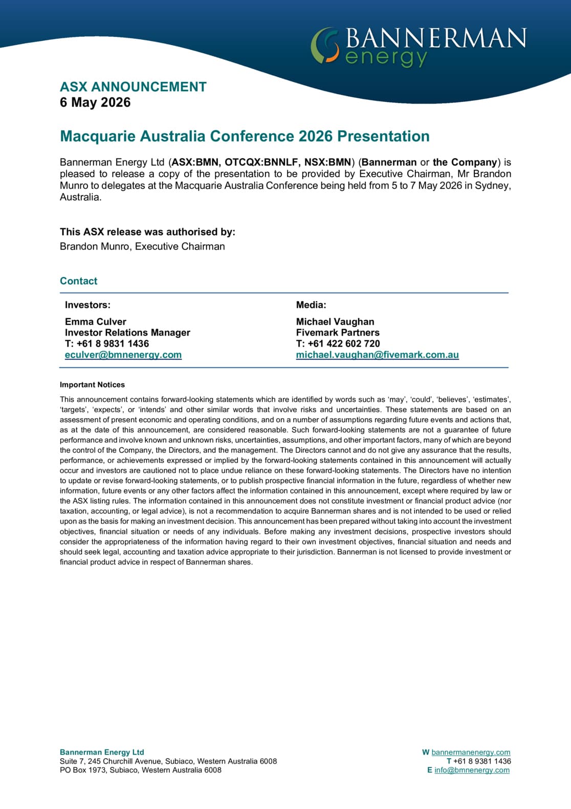 Macquarie Australia Conference 2026 Presentation