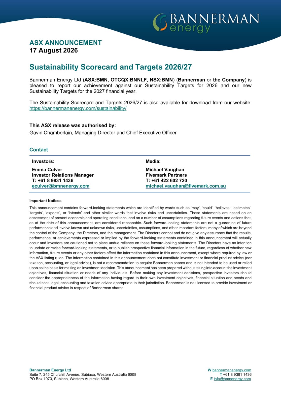 Sustainability Scorecard and Targets 2026-27